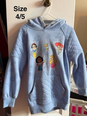 Girls' Light Blue Princess Character Hoodie - Size 4/5